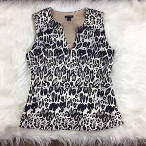Ann Taylor Leopard Print V Neck Top